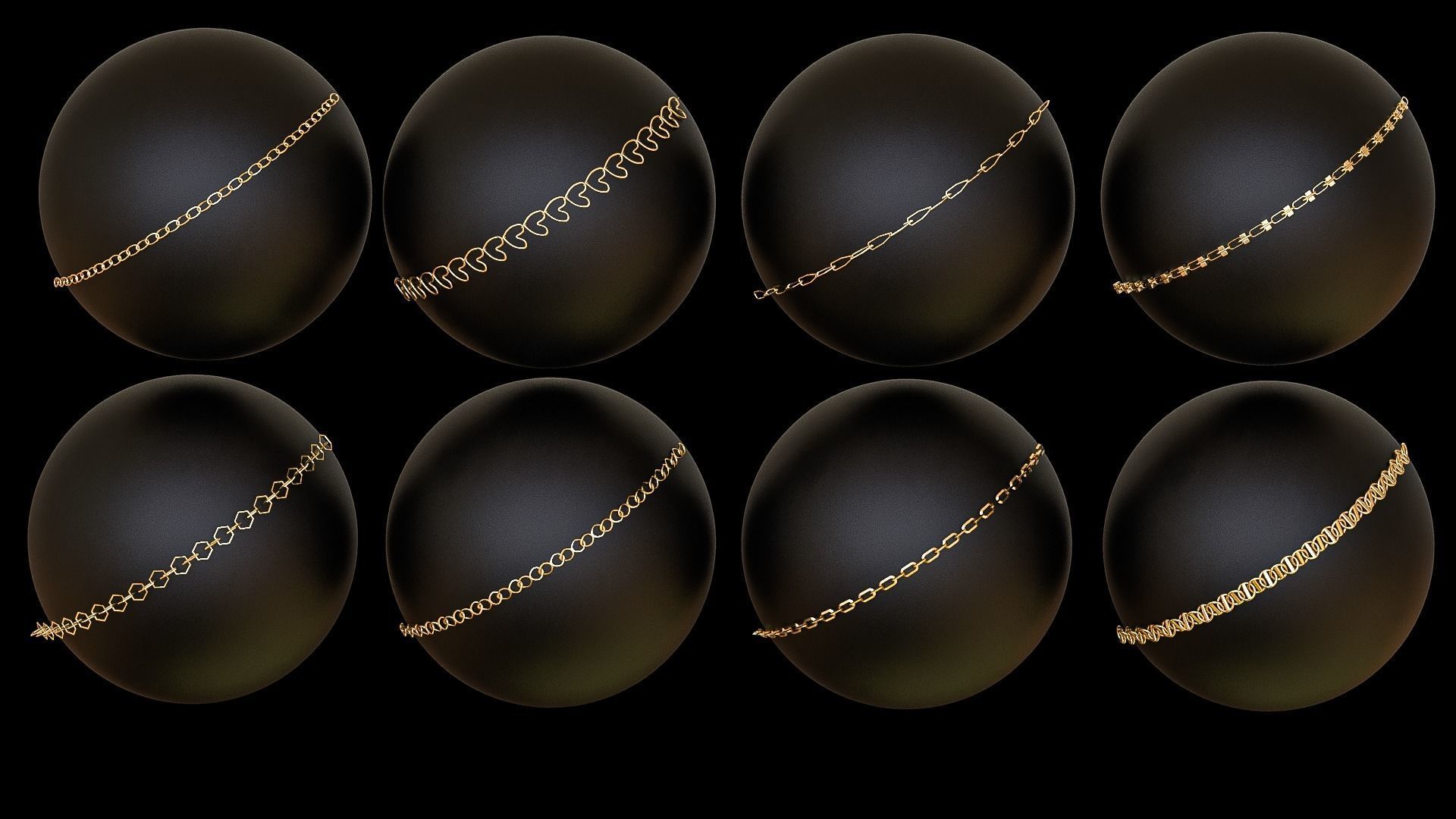 3D model 70 Chain Curve Brushes VR / AR / low-poly | CGTrader