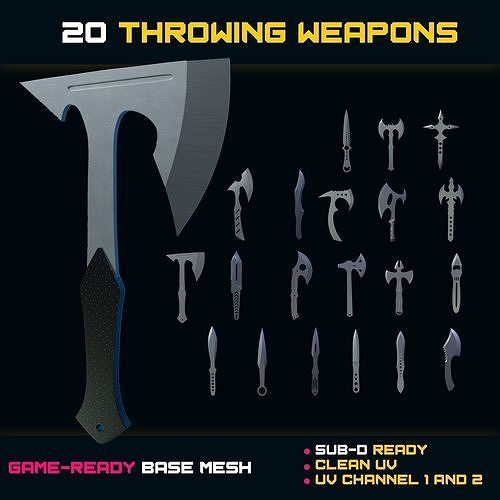 3D model 20 Throwing Dagger Base Mesh - VOL 01 VR / AR / low-poly ...