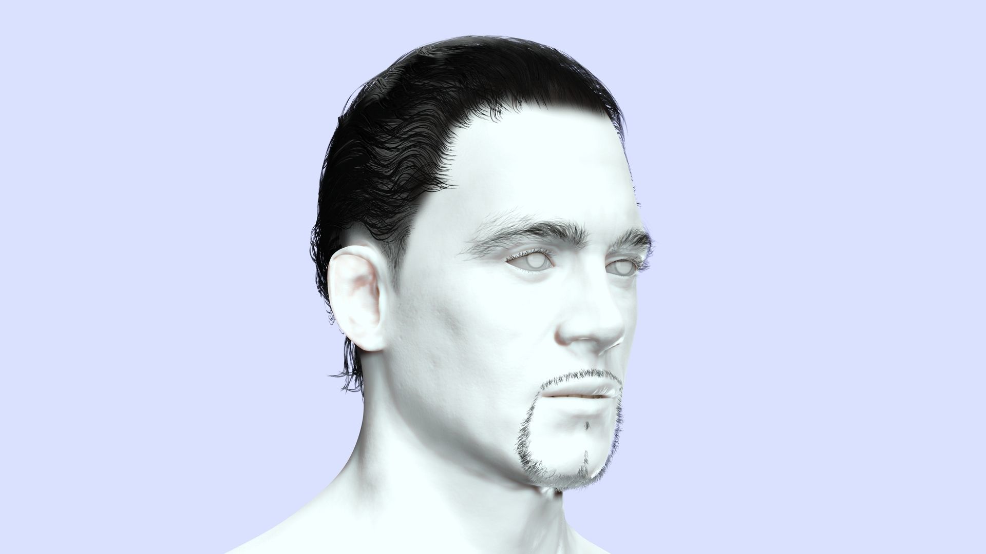 3D model Short Ponytail Hair For Man hair card VR / AR / lowpoly