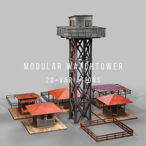 3D model Game-ready Watchtower Set 2 VR / AR / low-poly | CGTrader