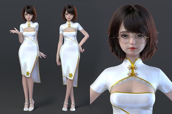 Beauty and beauty Lori Body Bound 3D model rigged | CGTrader