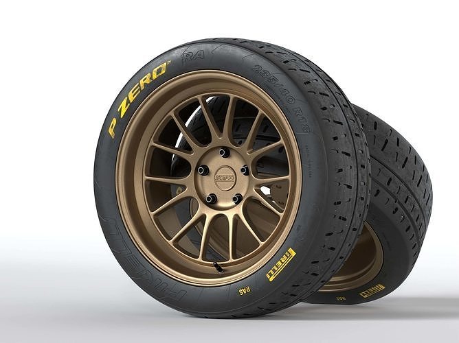 Kansei Corsa Rims with Pirelli P Zero RA Soft Tires 3D model CGTrader
