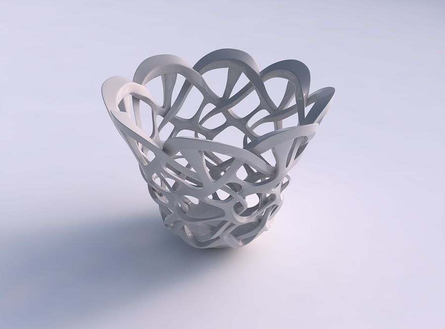 Bowl widening with interlacing sharp edged lattice tapered