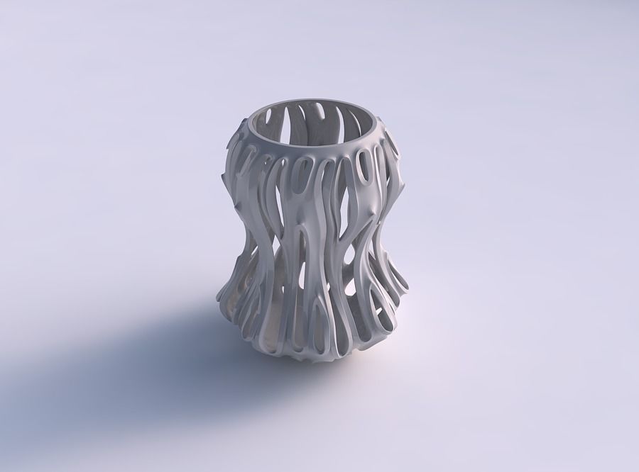 Vase squeezed mid with smooth extuded cuts squeezed