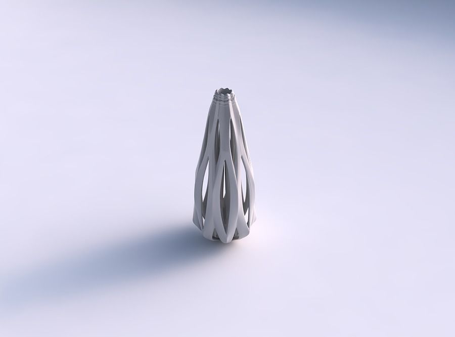 Vase plain with smooth cuts and support inside it long neck