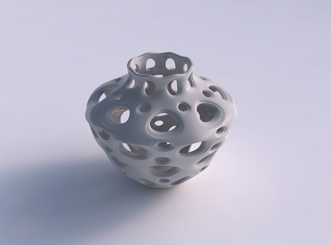 Vase curved with smooth cuts squeezed 3D model 3D printable