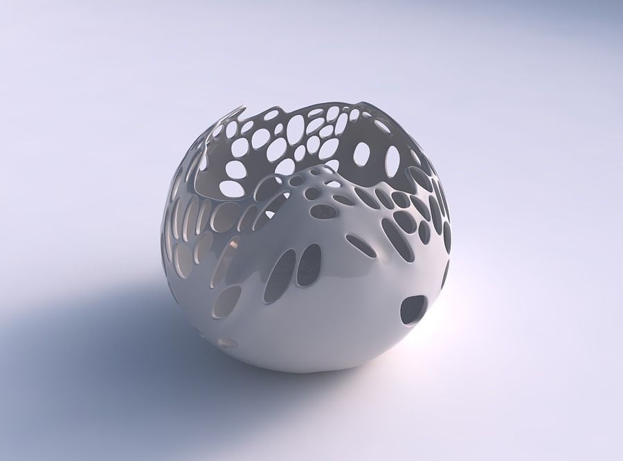 Bowl spheric wavy with smooth bubble holes