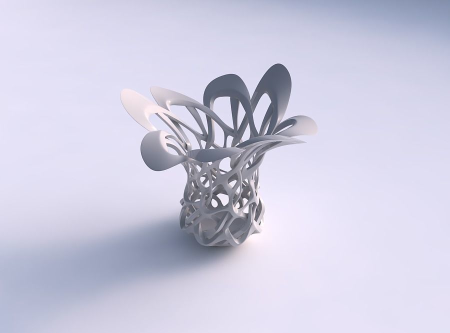 Bowl cylindrical with interlacing sharp edged lattice streche...