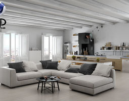 Living Room Models 3d model simple kitchen - dinner room - living room vr / ar / low Living Room Models 3d model simple kitchen - dinner room - living room vr / ar / low