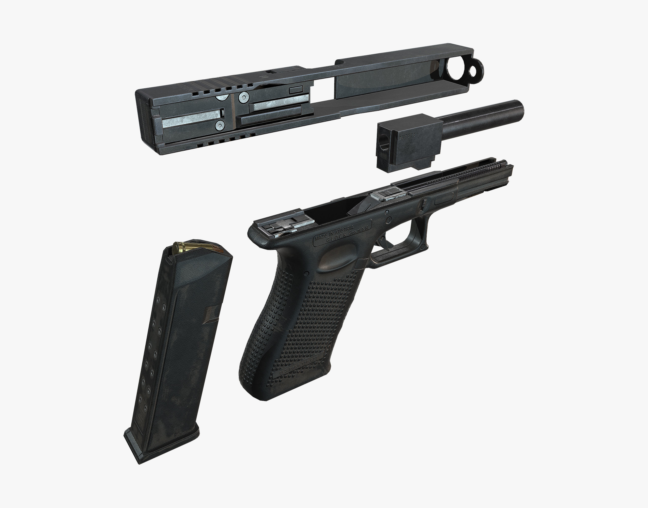 3D model Glock 17 VR / AR / low-poly MAX OBJ FBX TGA ...