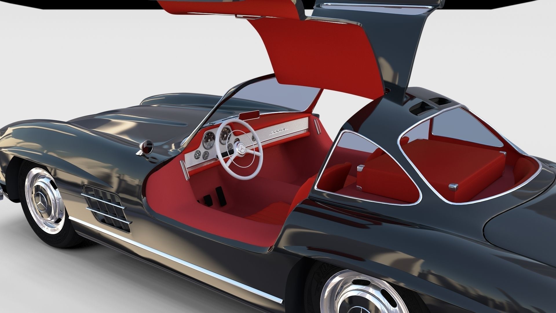 Rigged Mercedes 300SL Gullwing with Interior rev 3D model | CGTrader