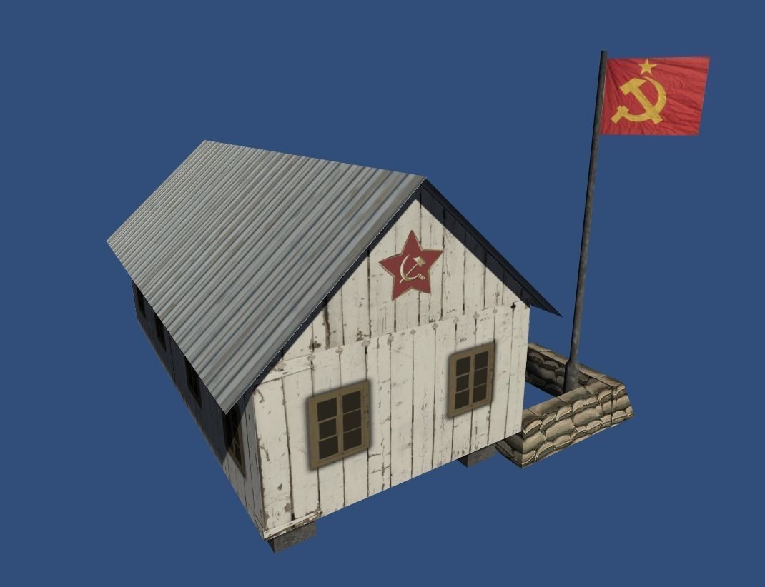 Soviet Barracks from World War 2 Low-poly  3D model