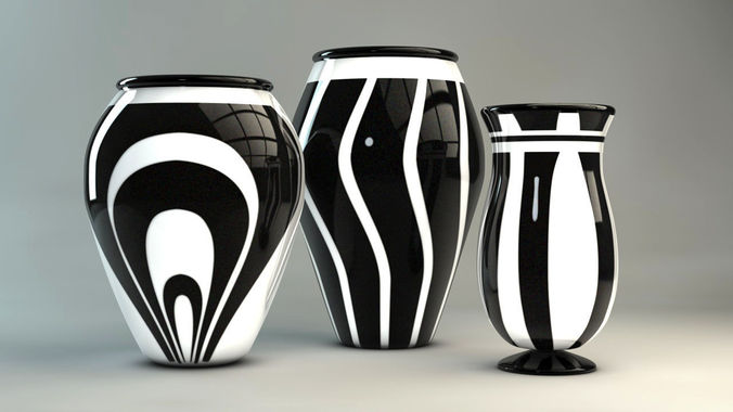 Contemporary Black White Vases Cgtrader Contemporary Black White Vases Model C4d 3