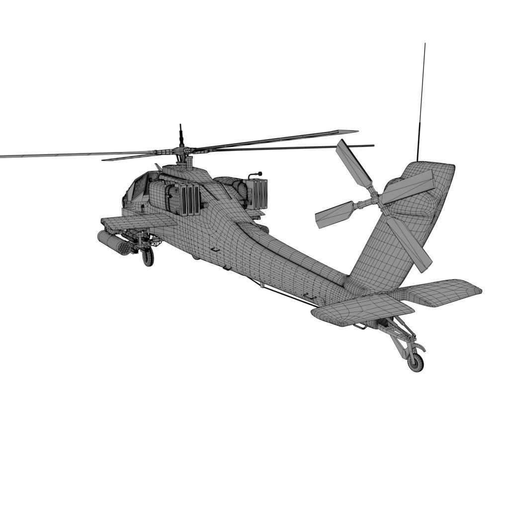 AH 64 Apache military helicopter untextured 3D model | CGTrader