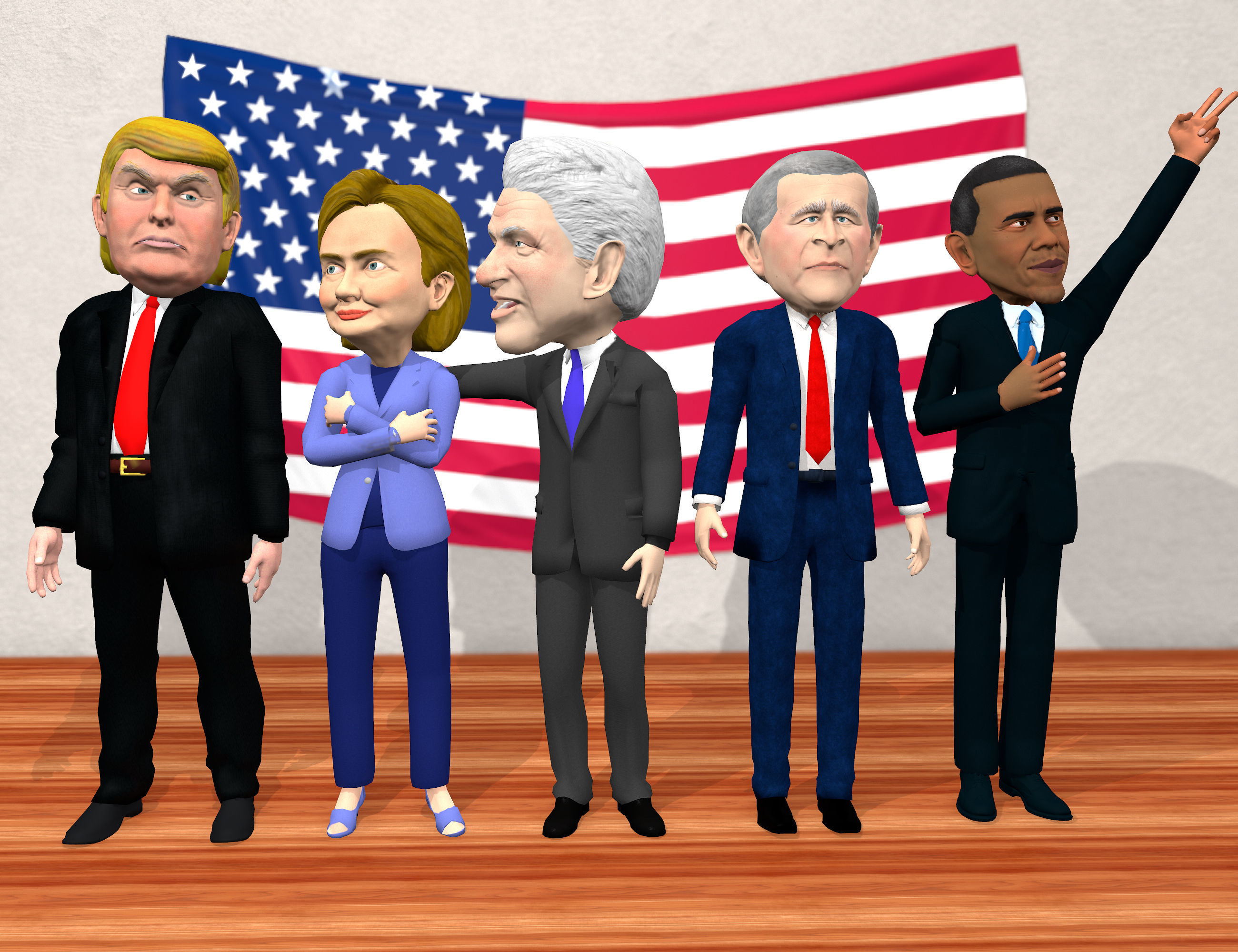 US politicician caricatures pack low poly