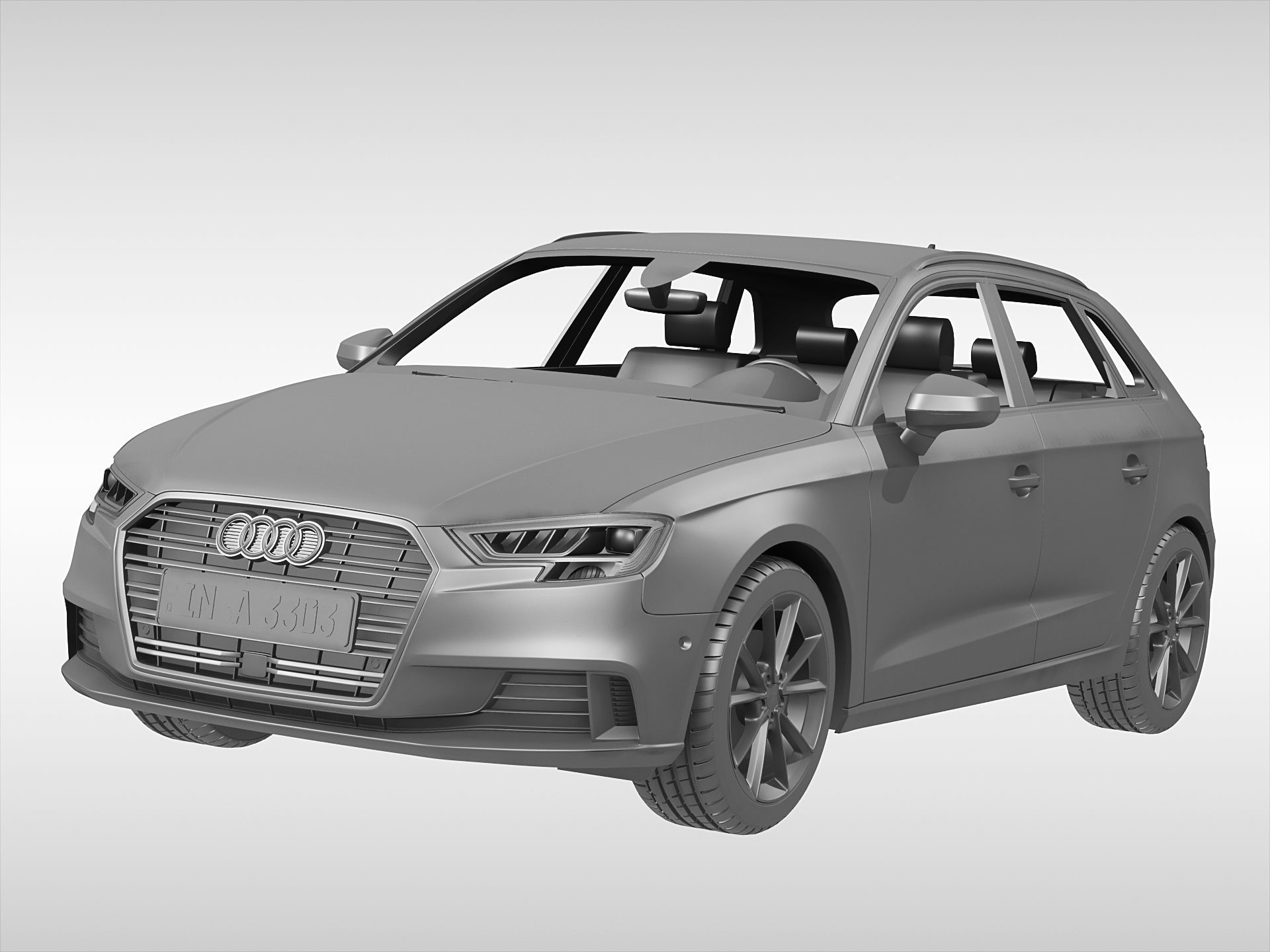 Audi A3 Sportback 2017 3D Model MAX OBJ 3DS FBX MA MB ...