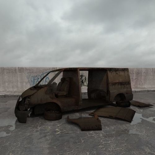destroyed van 015 am165 3D model CGTrader