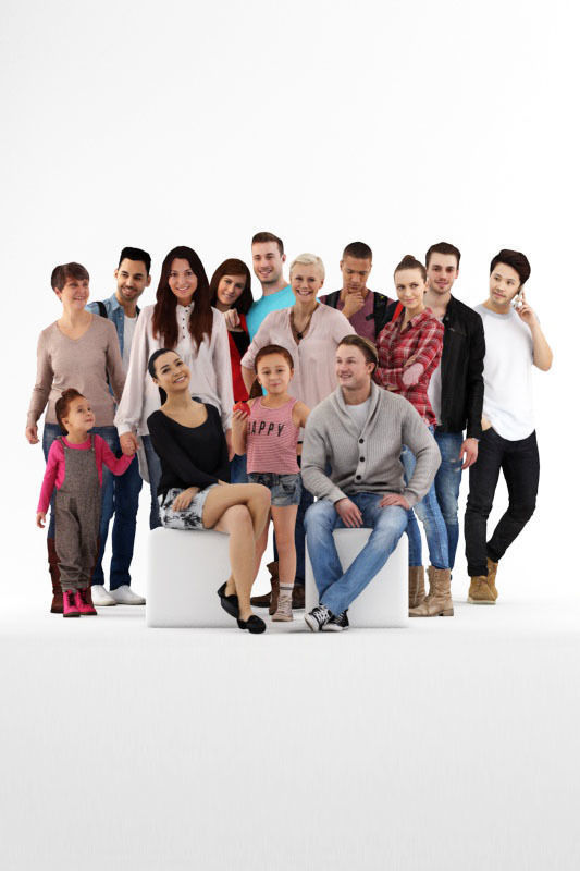 Casual posed character models bundle Nr 002