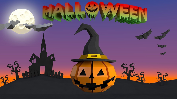 halloween lowpoly kit 3d model low poly max obj mtl fbx ma mb tga 1