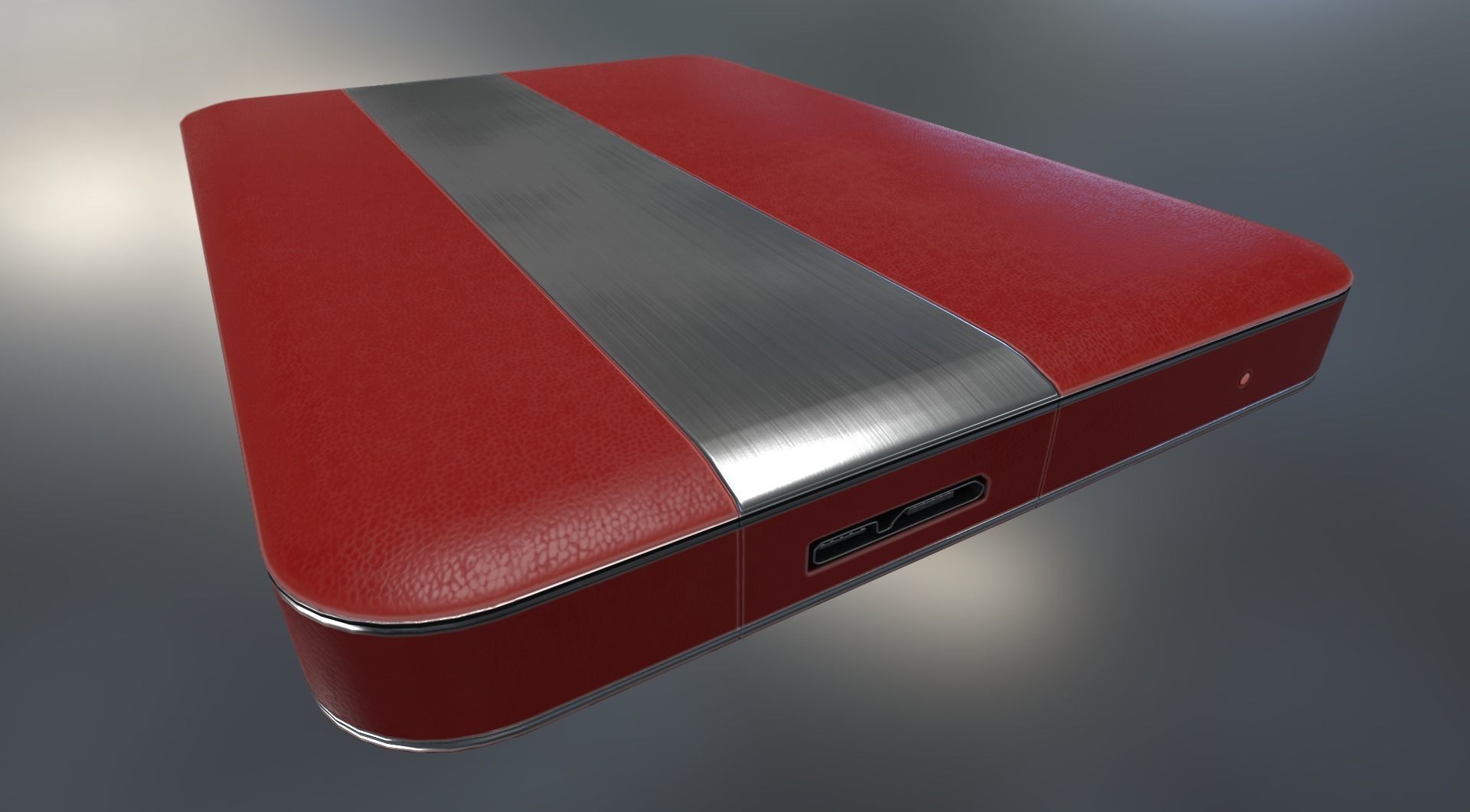 External Hard Drive Red Leathe Version - Gameready - PBR