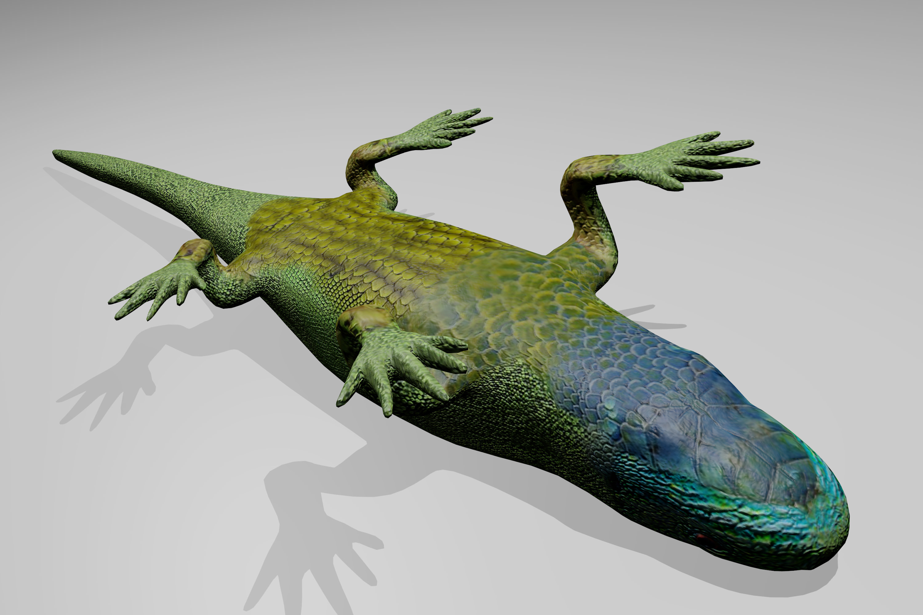 Green Lizard 3D Model MAX OBJ FBX C4D BLEND DAE