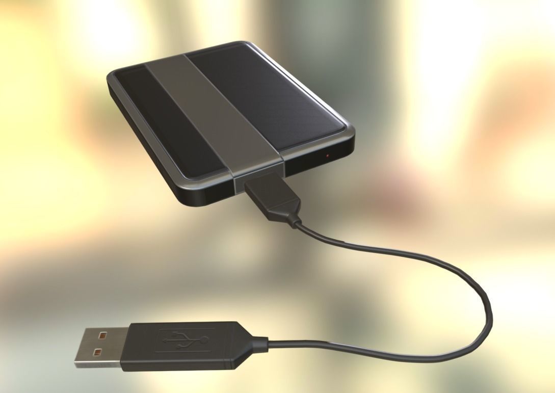 External HDD With USB Cable Rigged Dark Silver Version