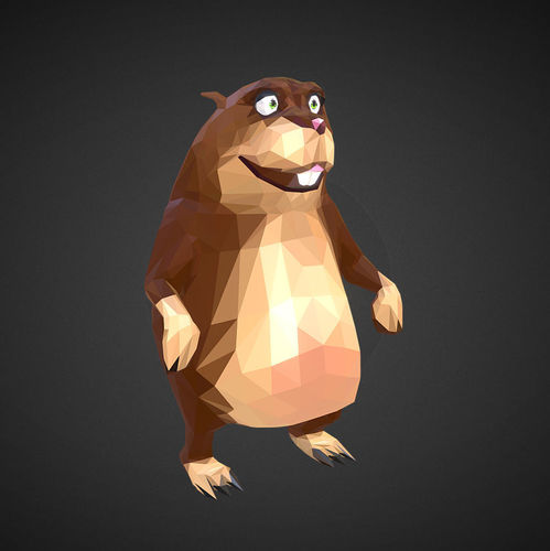 3d model gopher cartoon low polygon art farm animal