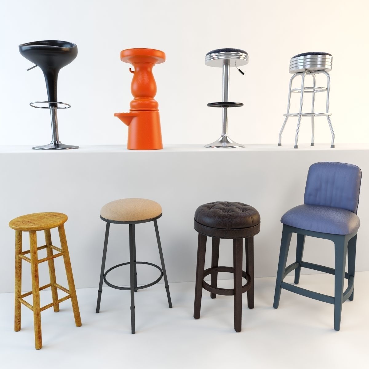 3d Bar Stool Set 8 Items Cgtrader Bar Stool Set 8 Items 3d Model