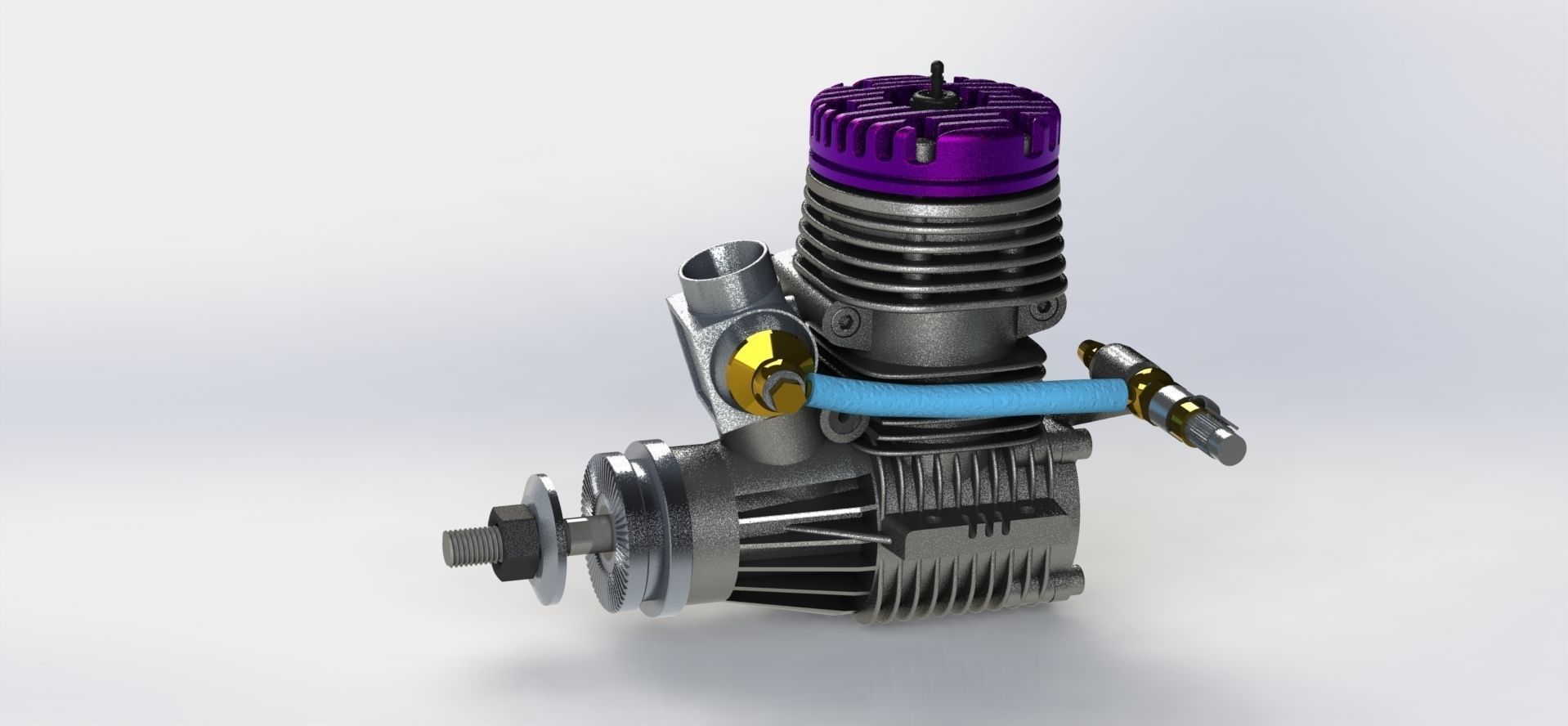 Novarossi Rex R46CR Aircraft Engine with Tuned Muffler 3D model 3D