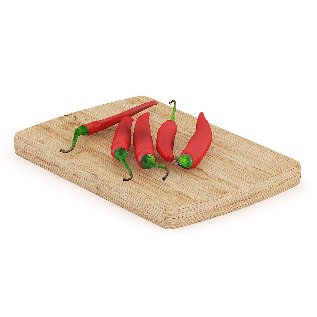 Chilli Pepper on Wooden Board 3D model