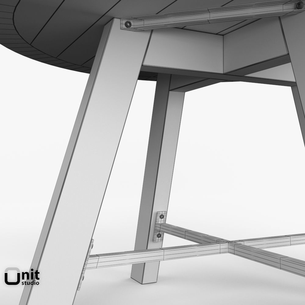 ZincTop Railway Trestle Round Dining Table by Restoration Hardw 3D model CGTrader