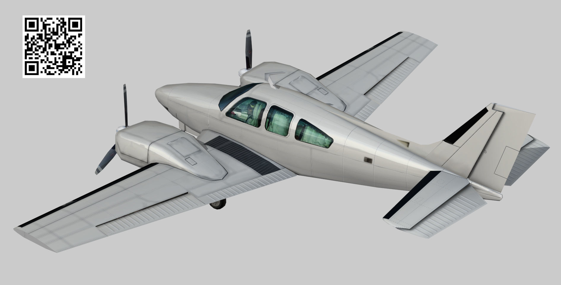 3D model Beechcraft 56TC Baron VR / AR / low-poly rigged | CGTrader