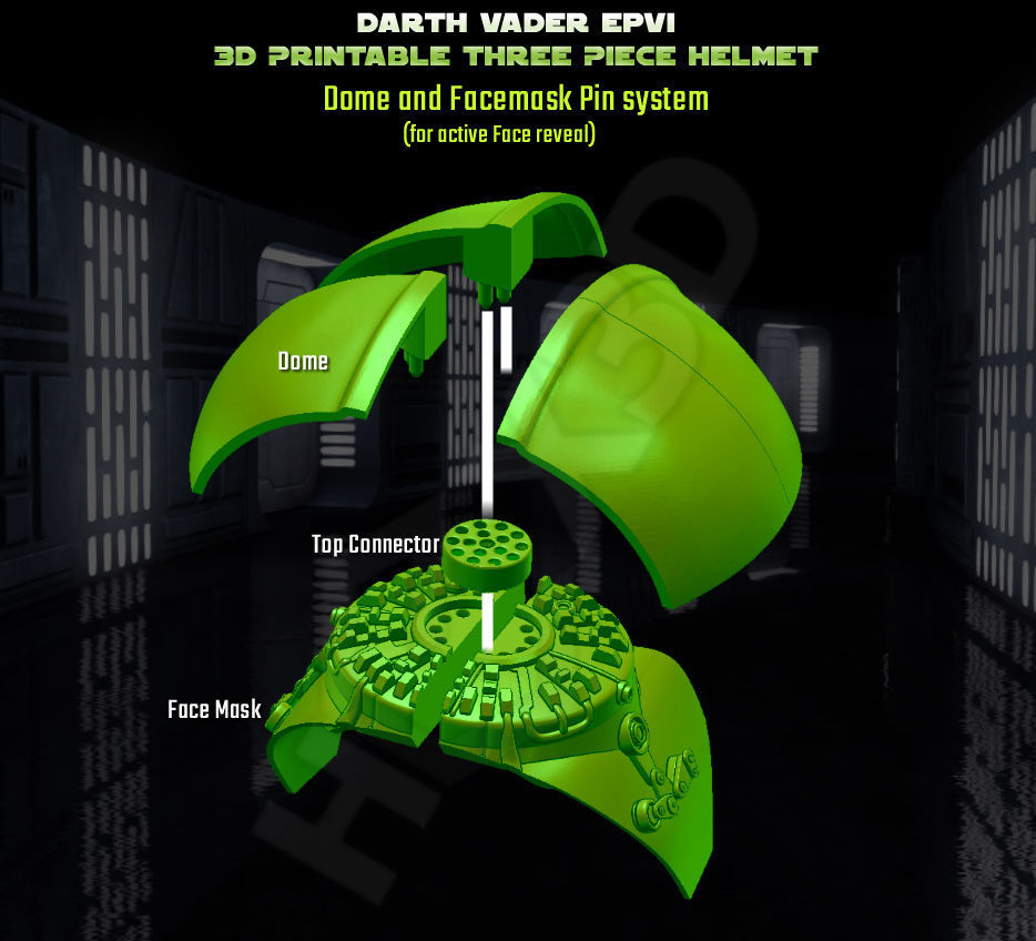 3D Printable Darth Vader Helmet - With Reveal Face Mask 3D model 3D ...