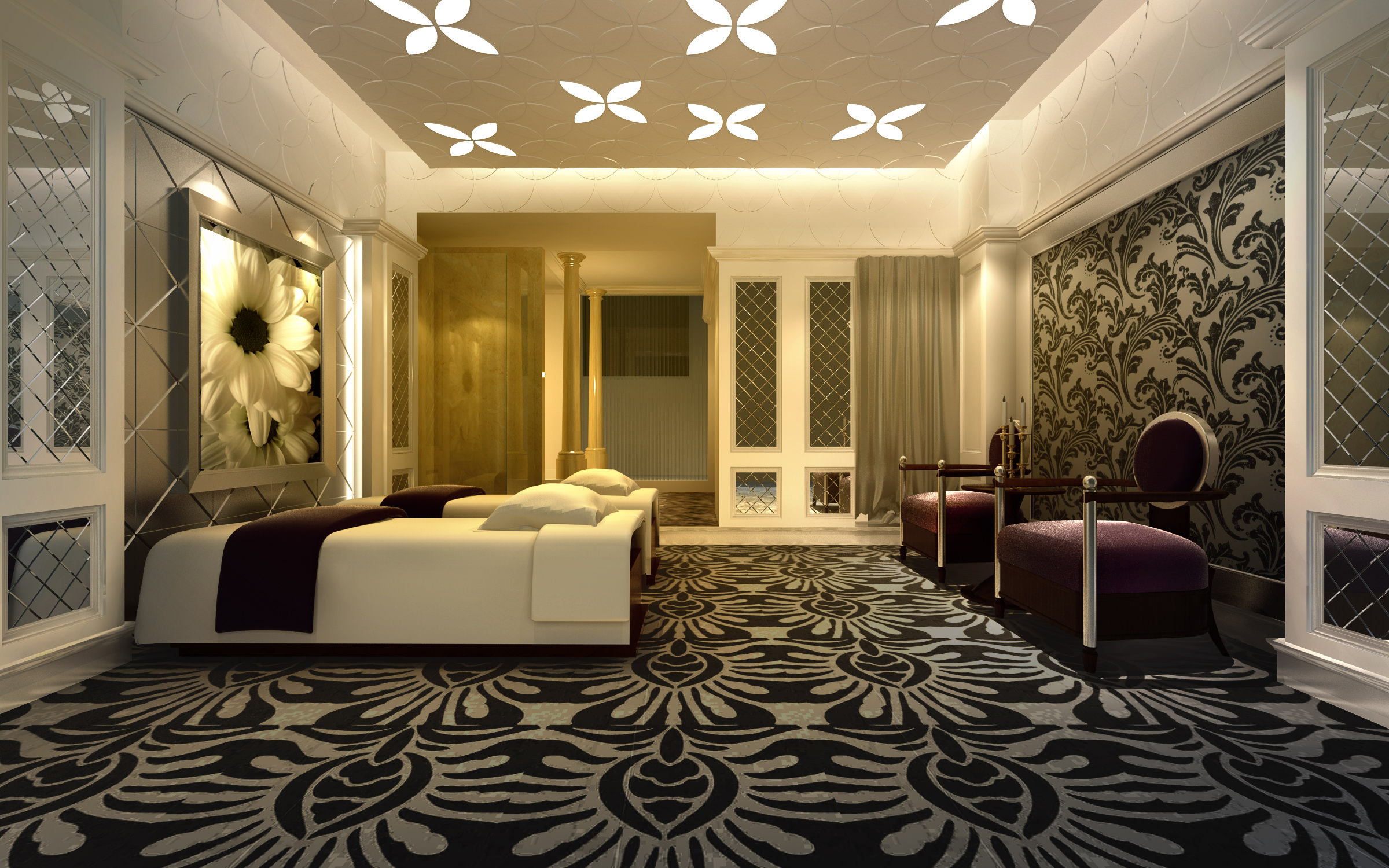 Spa Room With Aristocratic Carpet And Wall 3d Model Max Spa Room With Aristocratic Carpet And Wall 3d Model Max