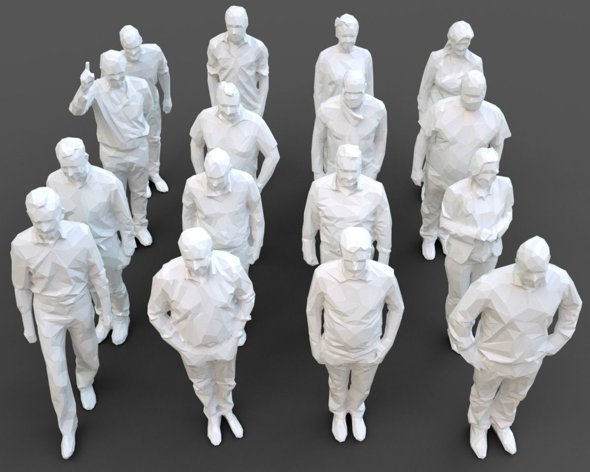 3D model 16 Stylized Human Statues Pack V3 VR / AR / low-poly | CGTrader