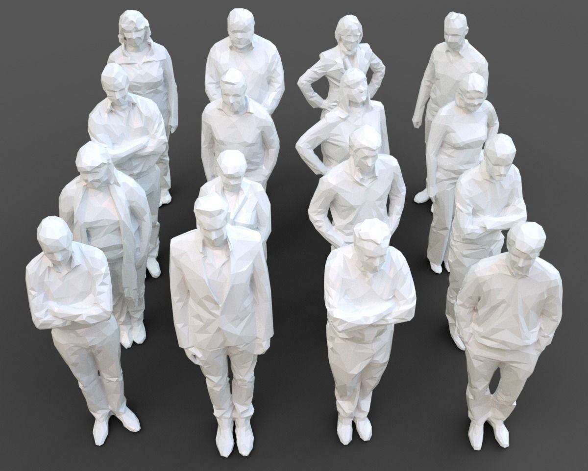 3D model 16 Stylized Human Statues Pack V6 VR / AR / low-poly | CGTrader