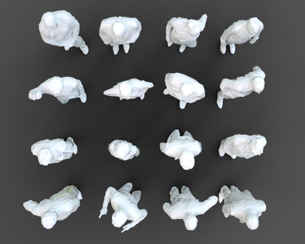 3D model 16 Stylized Human Statues Pack V9 VR / AR / low-poly | CGTrader