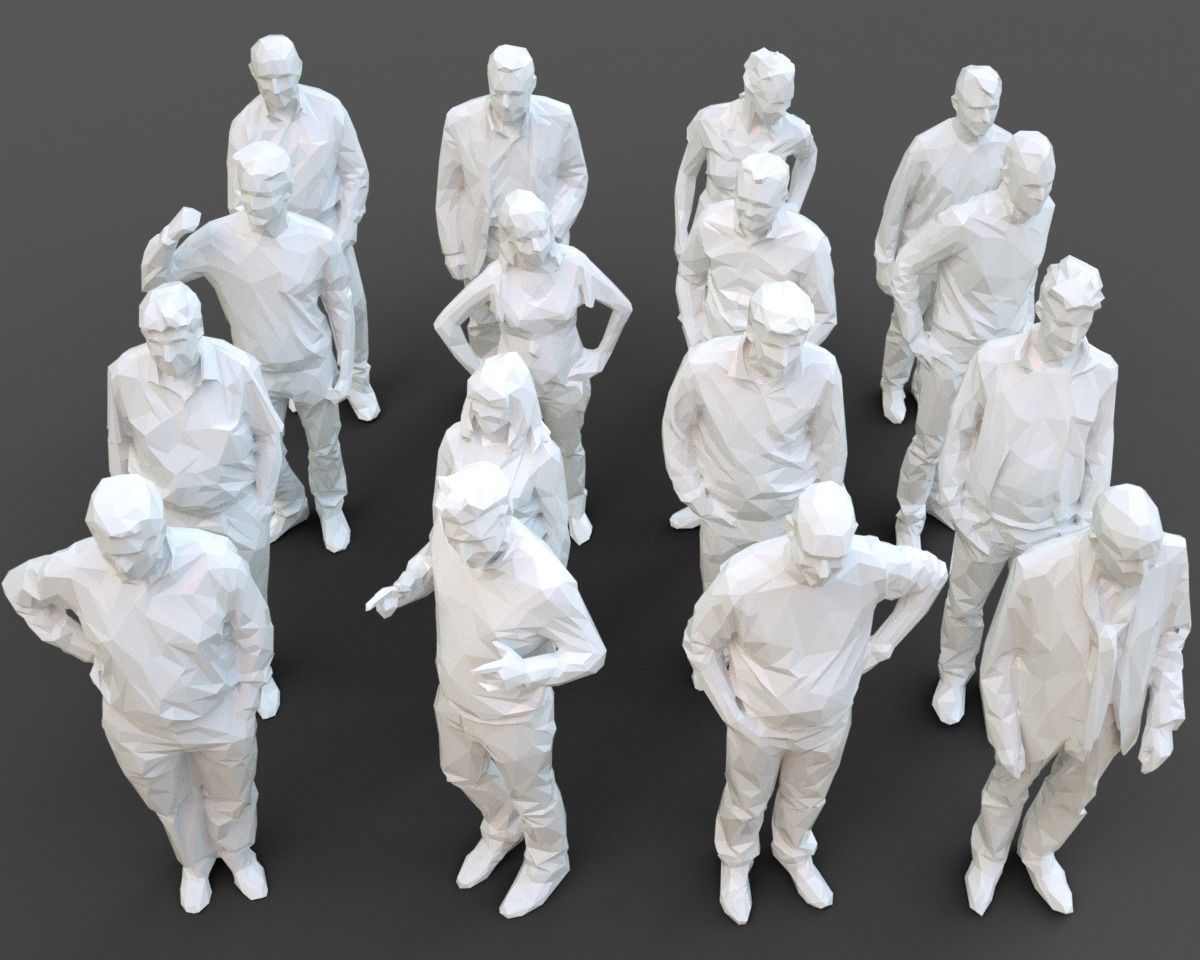3D model 16 Stylized Human Statues Pack V9 VR / AR / low-poly | CGTrader