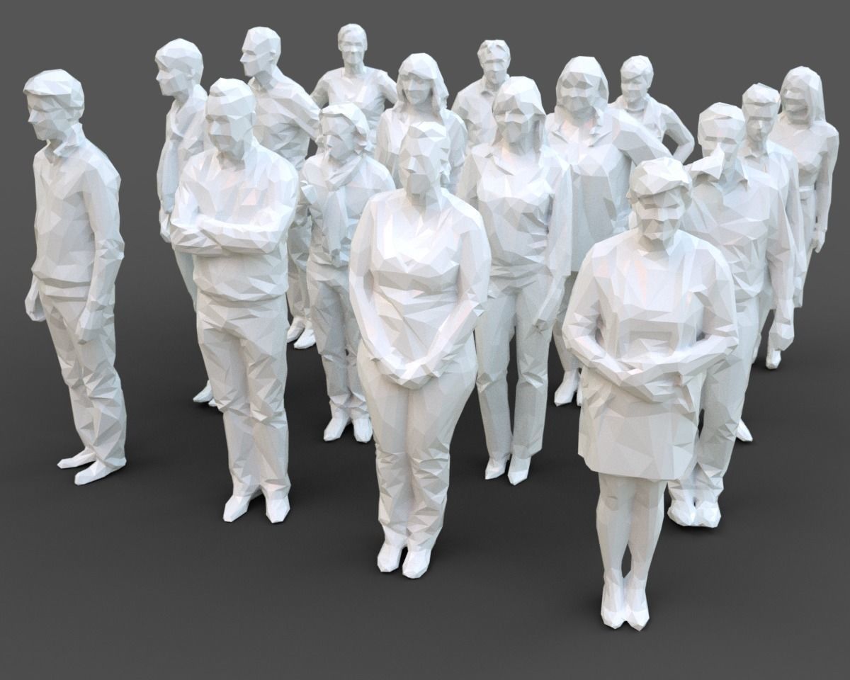 3D model 192 Stylized Human Statues Collection VR / AR / low-poly ...