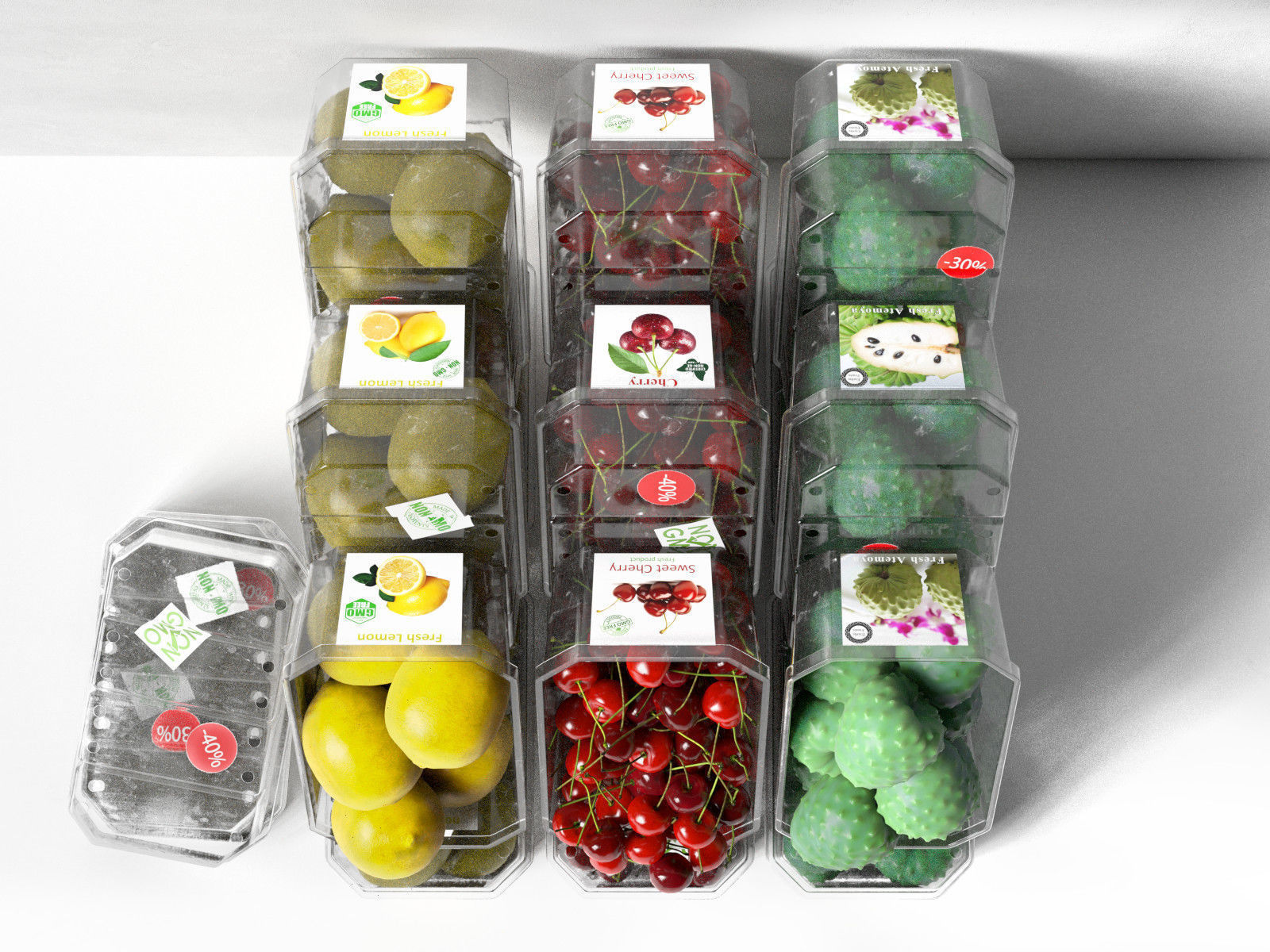 Packed Fruits 3D model CGTrader