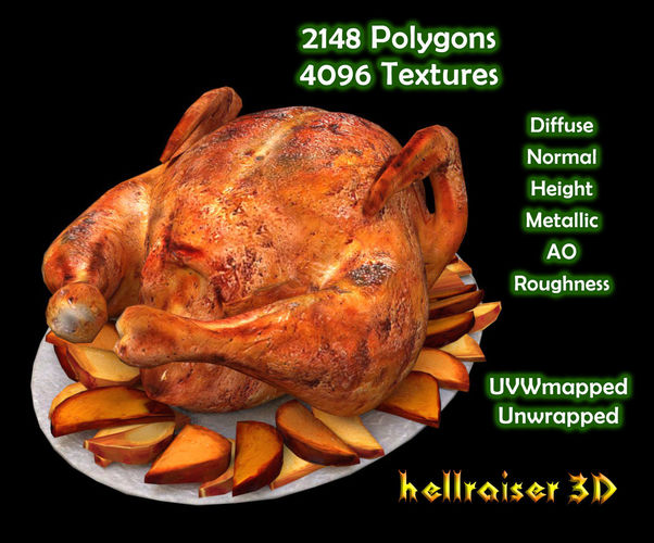 Textured Chicken 3D model Food Chicken - PBR - Textured VR / AR / low-poly | CGTrader