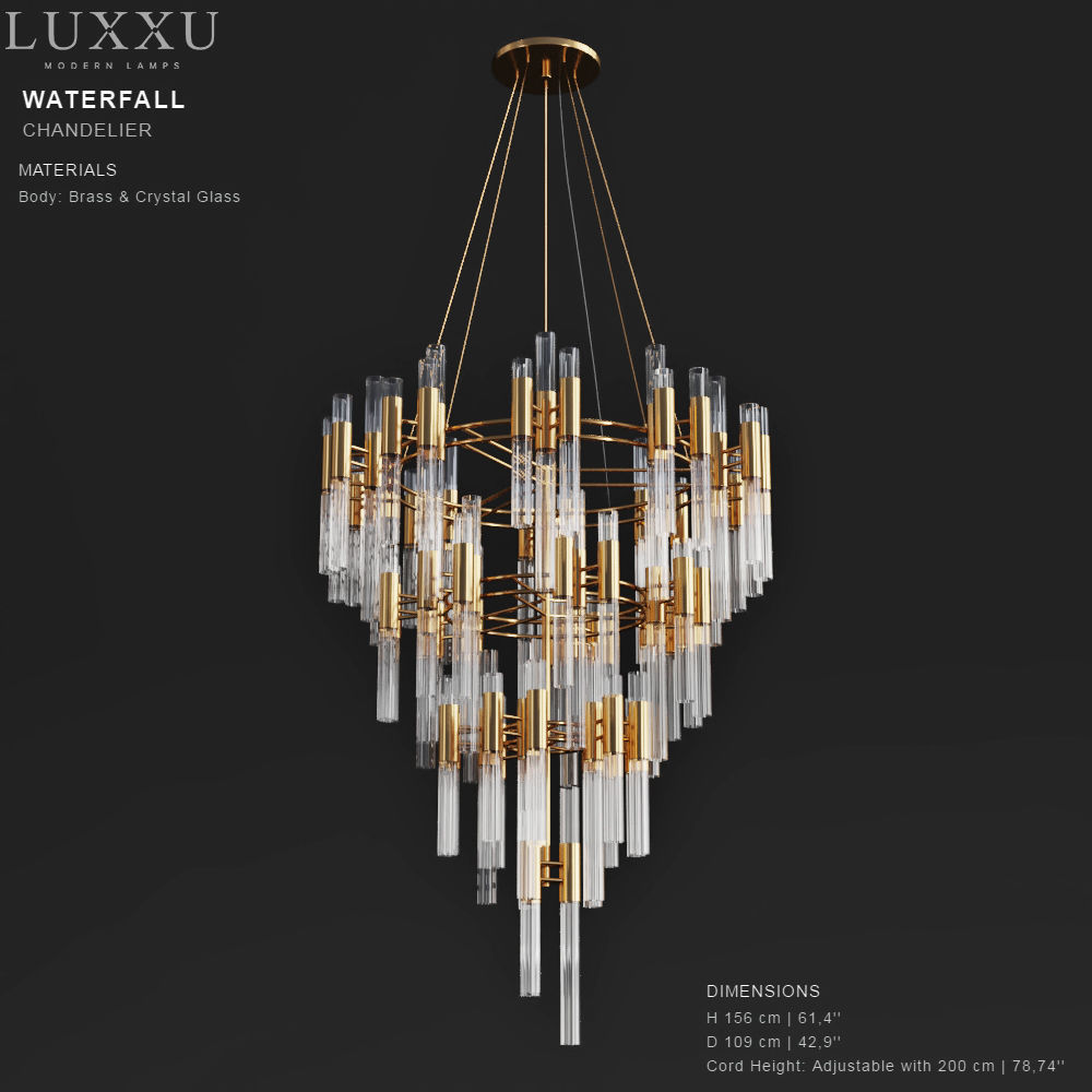 Luy Waterfall Chandelier 3d Cgtrader Luy Waterfall Chandelier 3d Model Max Obj Fbx Mtl Mat 1