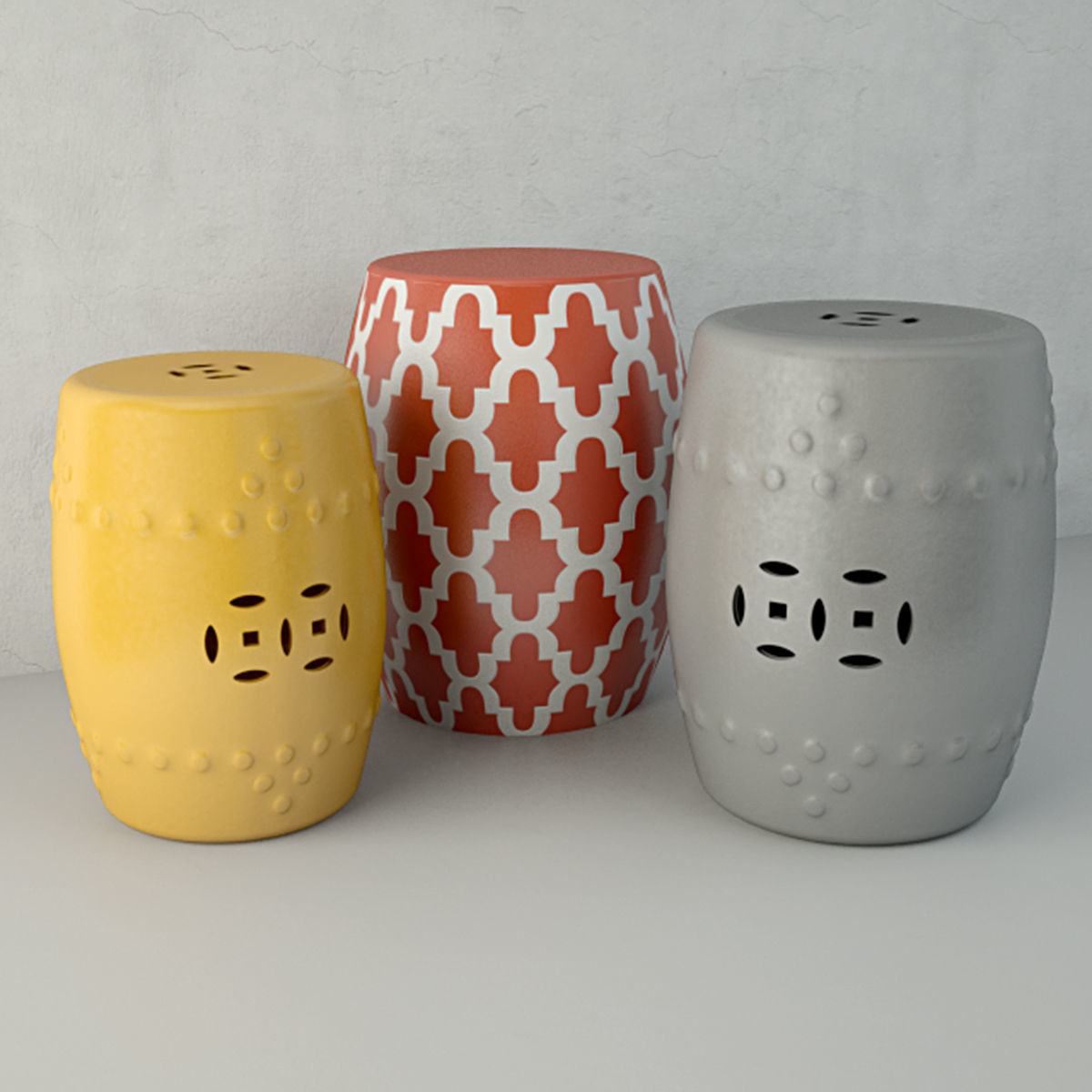 Ceramic Garden Seats 3D model CGTrader