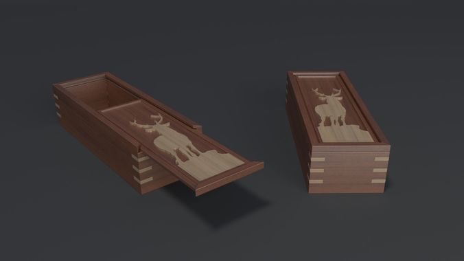 Wooden Sliding Box 3D model