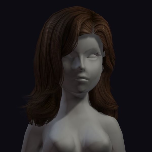 beauty hair Low-poly  3D model