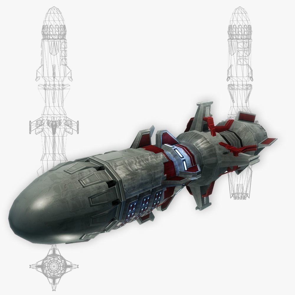 Missile 9 sci-fi low poly
