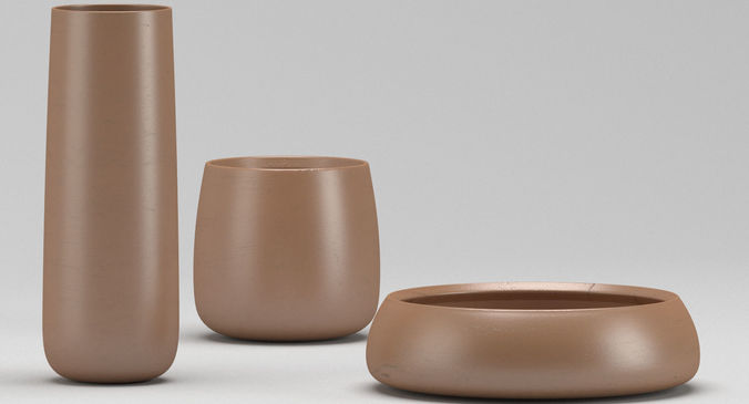 Brown Ceramic Pots Cgtrader