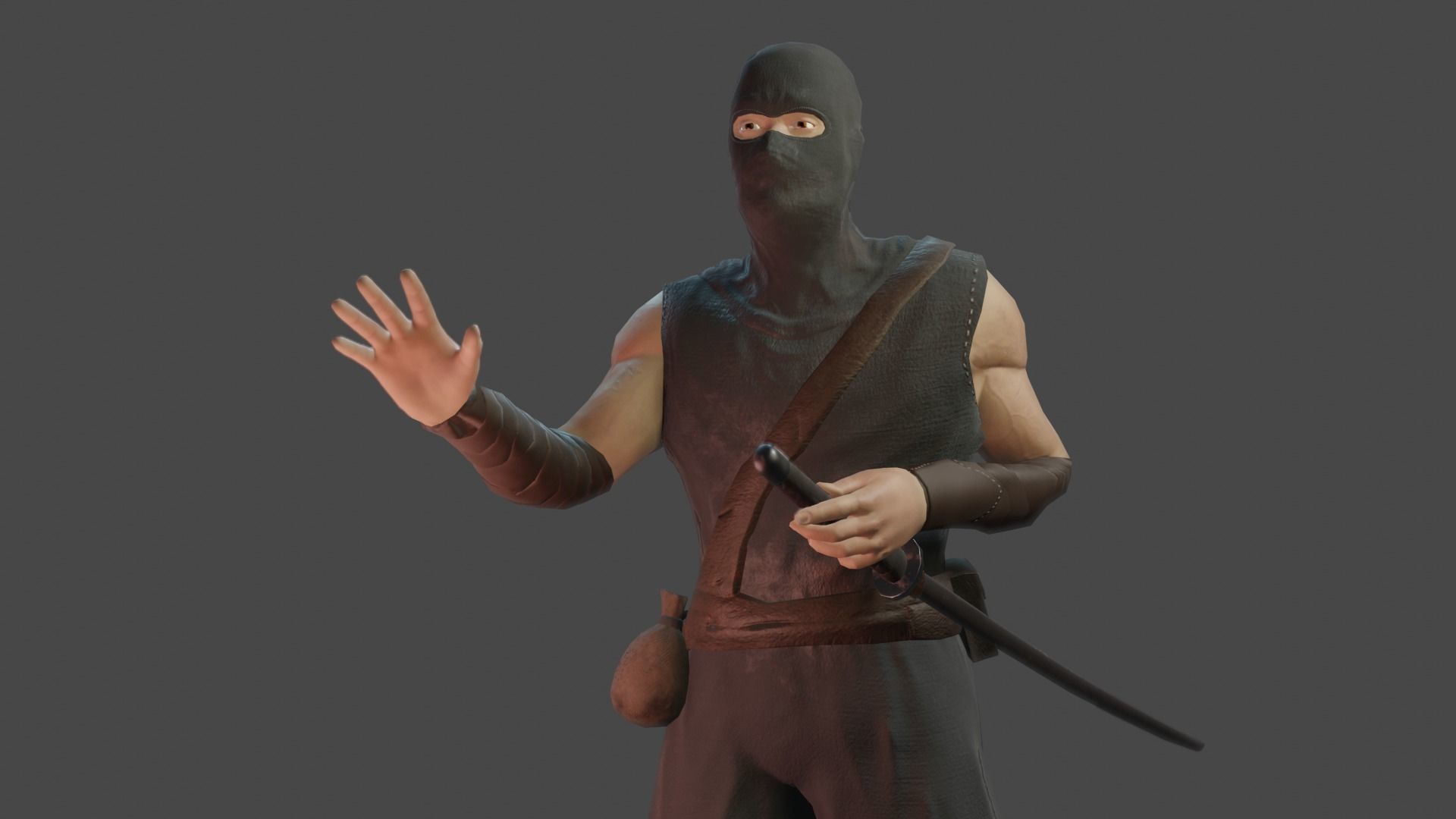 Ninja Low-Poly Facial Animation Game-Ready