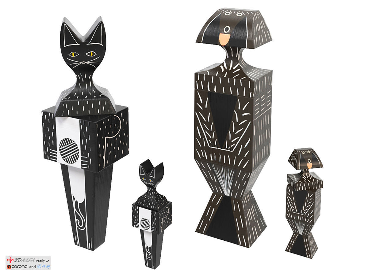 vitra Wooden Dolls Cats Dogs
