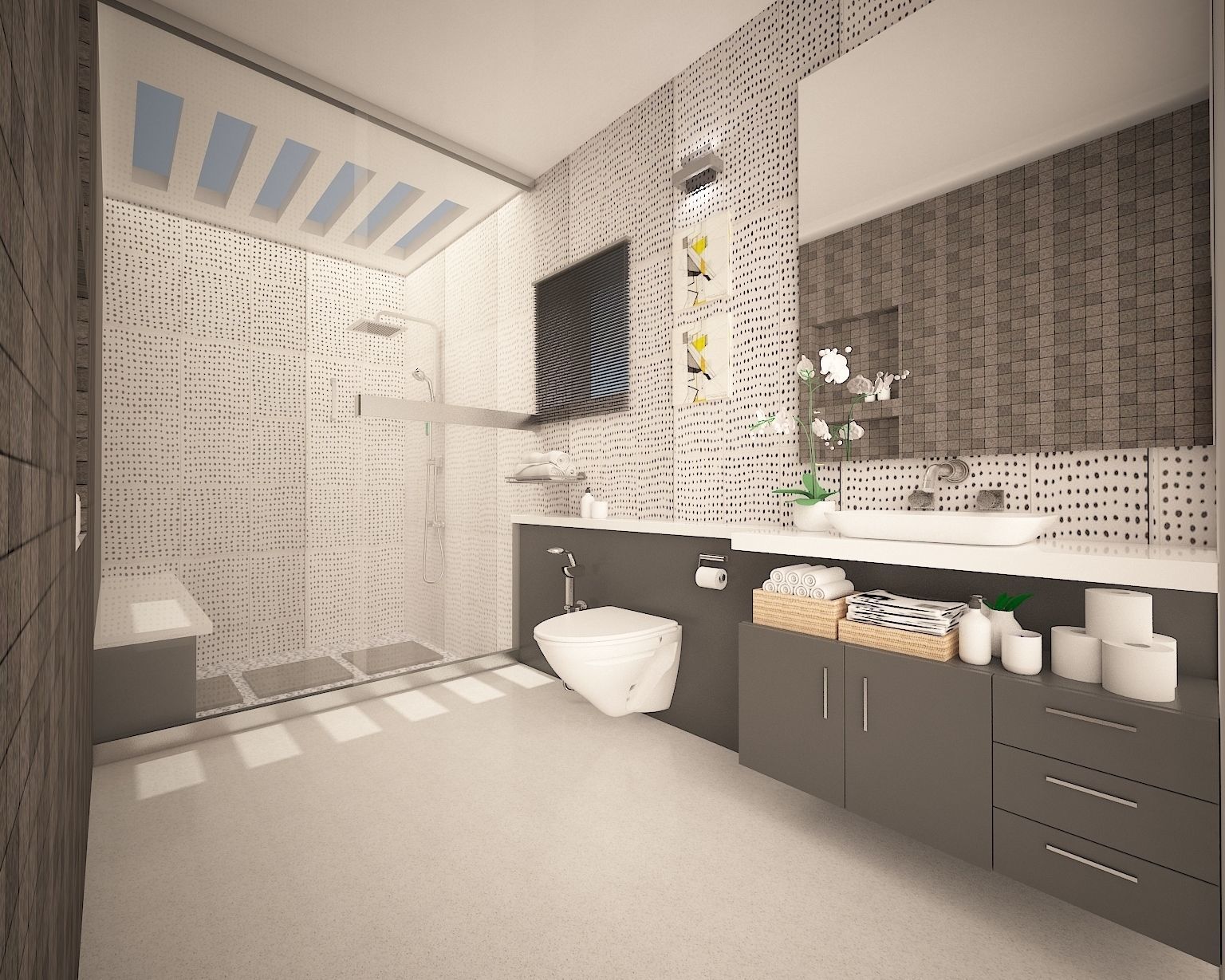 bathroom modern with tiled walls 3D model | CGTrader
